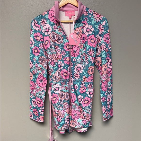Sugar Thrillz Tops - Sugar Thrillz Floral Zip Front Bodysuit NWT Size M Pink Blue